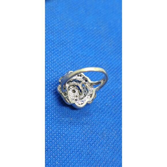 Flower Diamonique CZ center pink topaz openwork 925 ring- sze 6.5- very nice - Picture 10 of 10